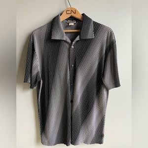 Disco shirt, black and white dress shirt, striped shirt, medium shirt,